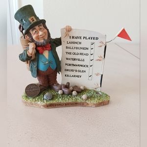 Vintage Blarney Stone golfing memories st. Patrick's day Leprechaun figurine